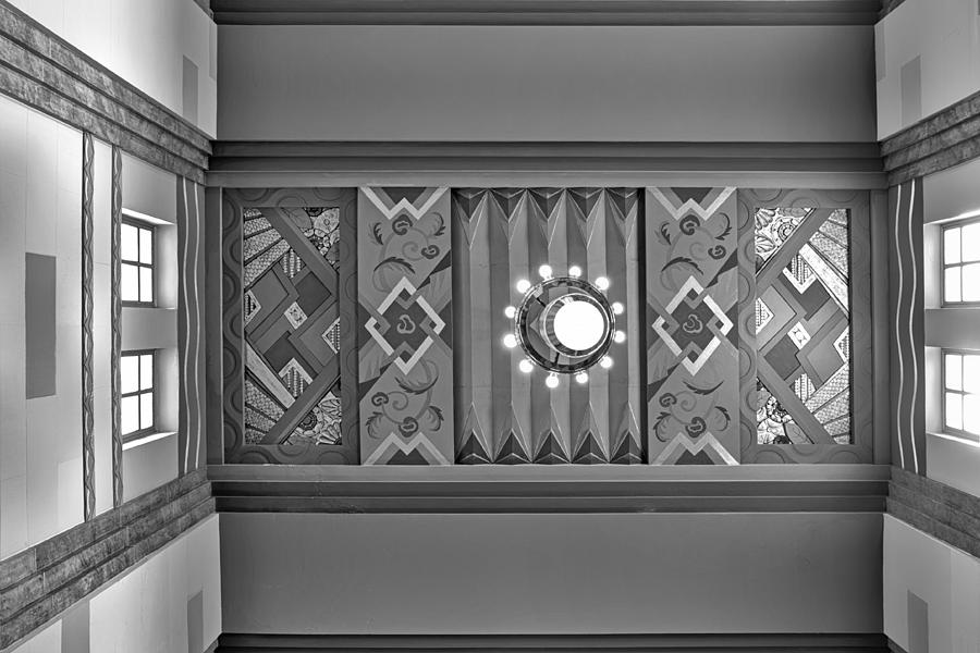 Art Deco East Anteroom - bw Photograph by Nikolyn McDonald