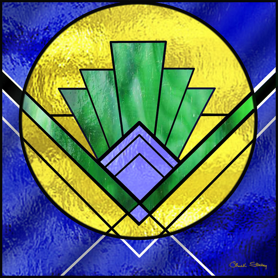 Art Deco - Pattern Two - Yellow Circle Digital Art by Chuck Staley