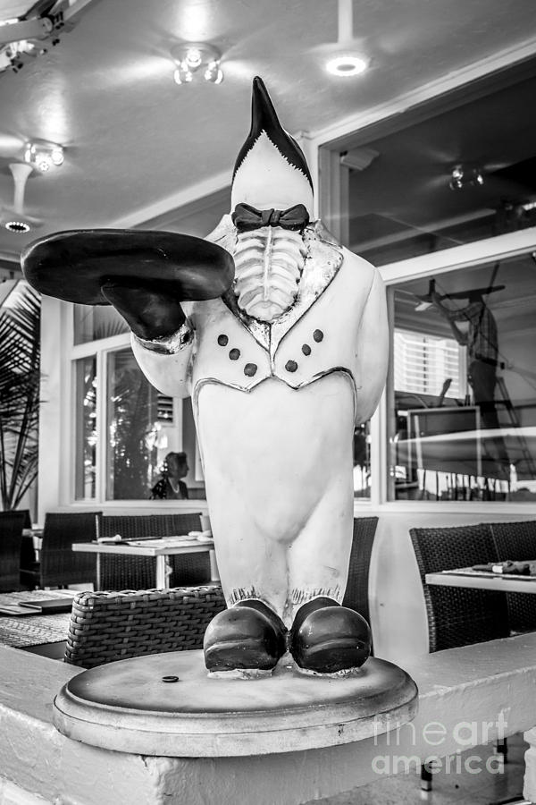 Black And White Photograph - Art Deco Penguin Waiter South Beach Miami - Black and White by Ian Monk