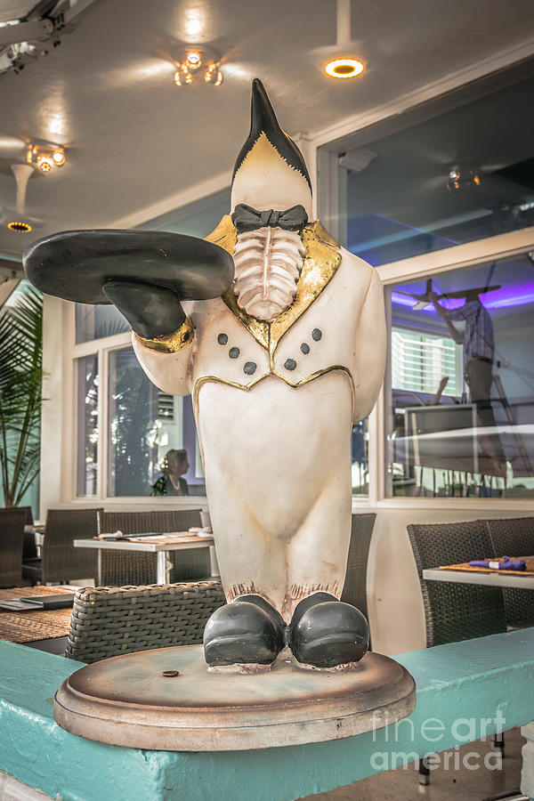 Miami Photograph - Art Deco Penguin Waiter South Beach Miami - HDR Style by Ian Monk