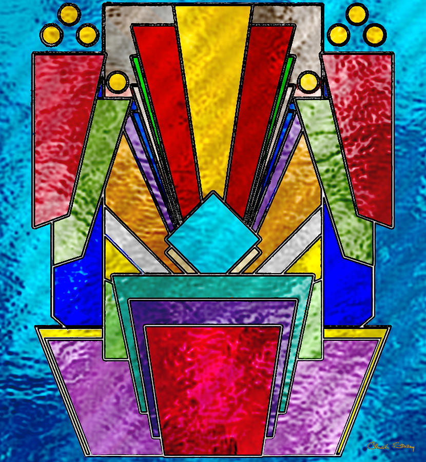 Art Deco - Stained Glass 6 Digital Art by Chuck Staley