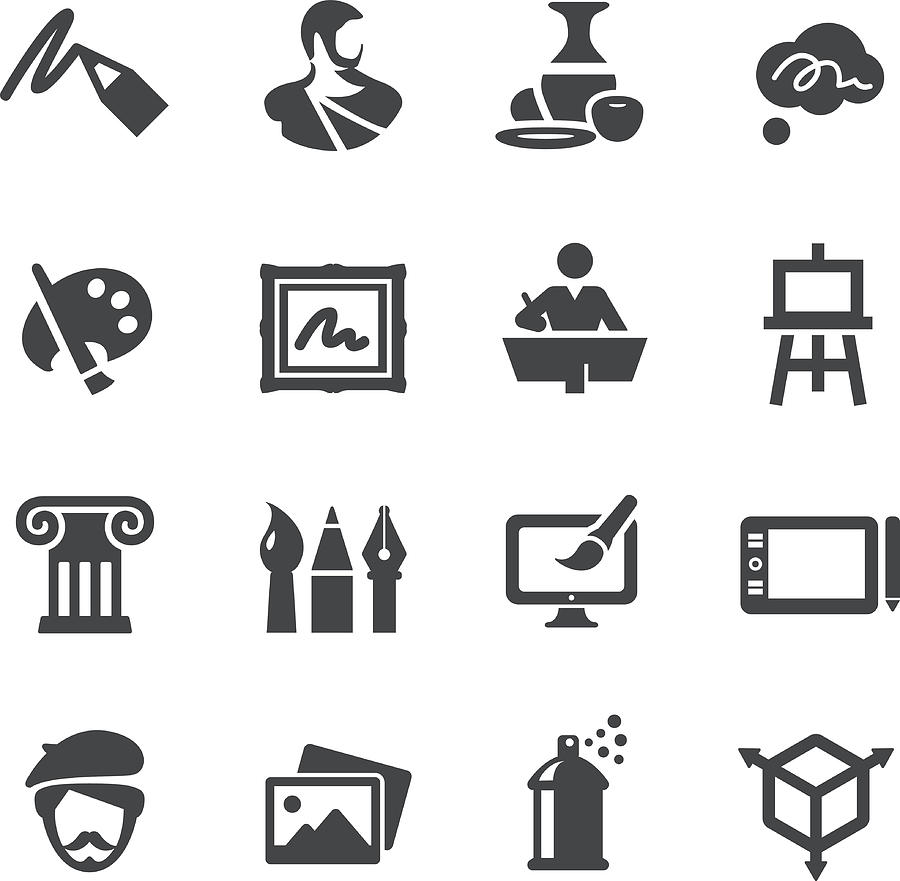 Art Education Icons Set - Acme Series Drawing by -victor-