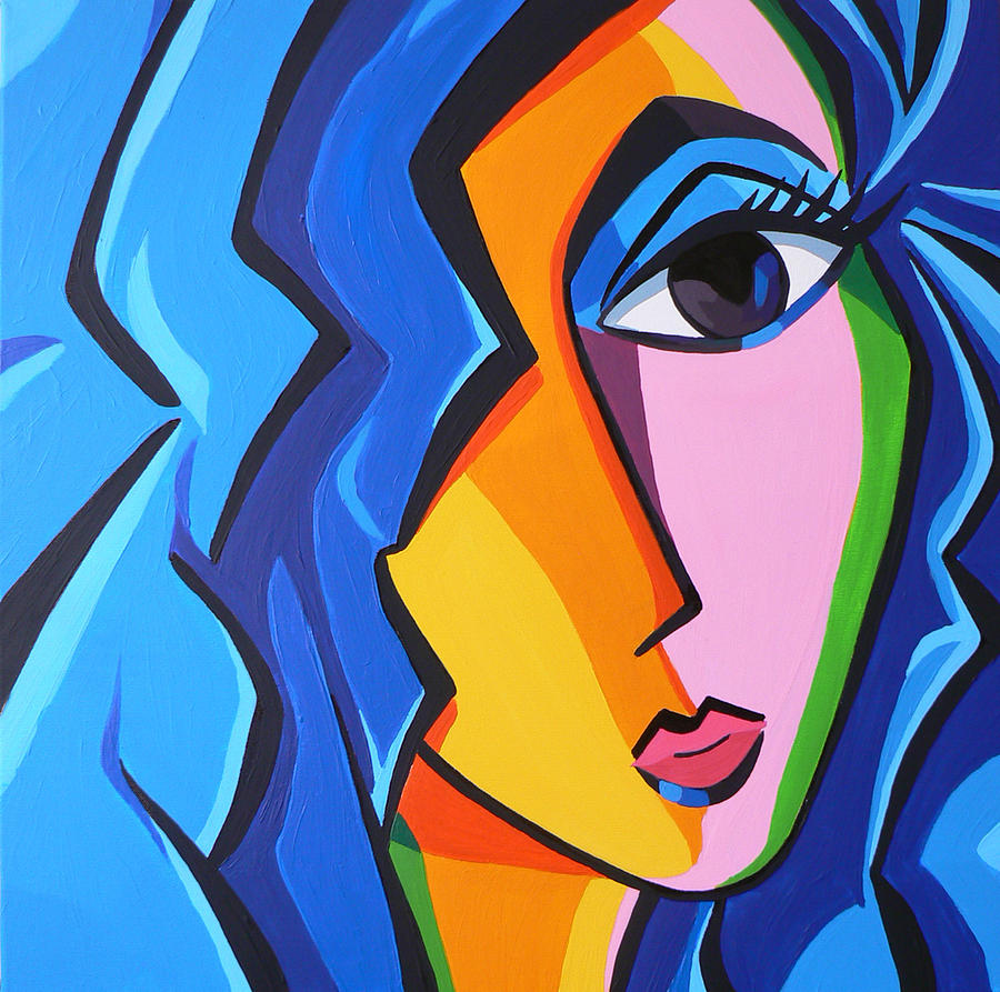 Art Girl blue Painting by Marcel Burger - Fine Art America