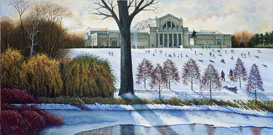 Art Hill in Winter Painting by Michael Frank