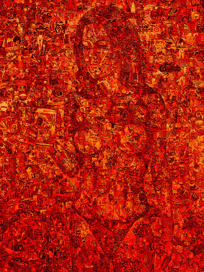 Art in America Red Embossed Painting by Steve Fields