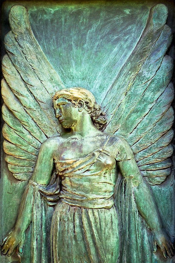 Art Nouveau Guardian Angel in Pere Lachaise Paris Photograph by Mark Tisdale