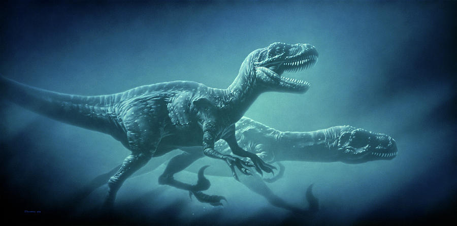 Art Of Two Megaraptor Dinosaurs Photograph by Joe Tucciarone