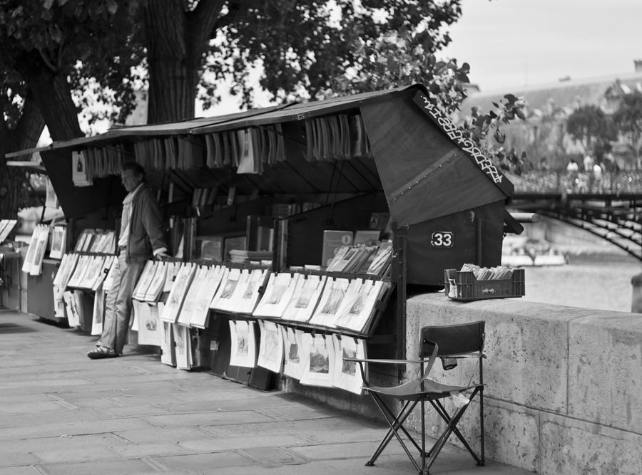 Art Seller on the Left Bank - Paris People Series Photograph by Georgia Clare