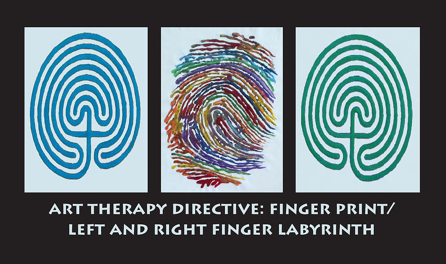 Art Therapy Directive Finger Labyrinth Fingerprint Mixed Media by Anne Cameron Cutri