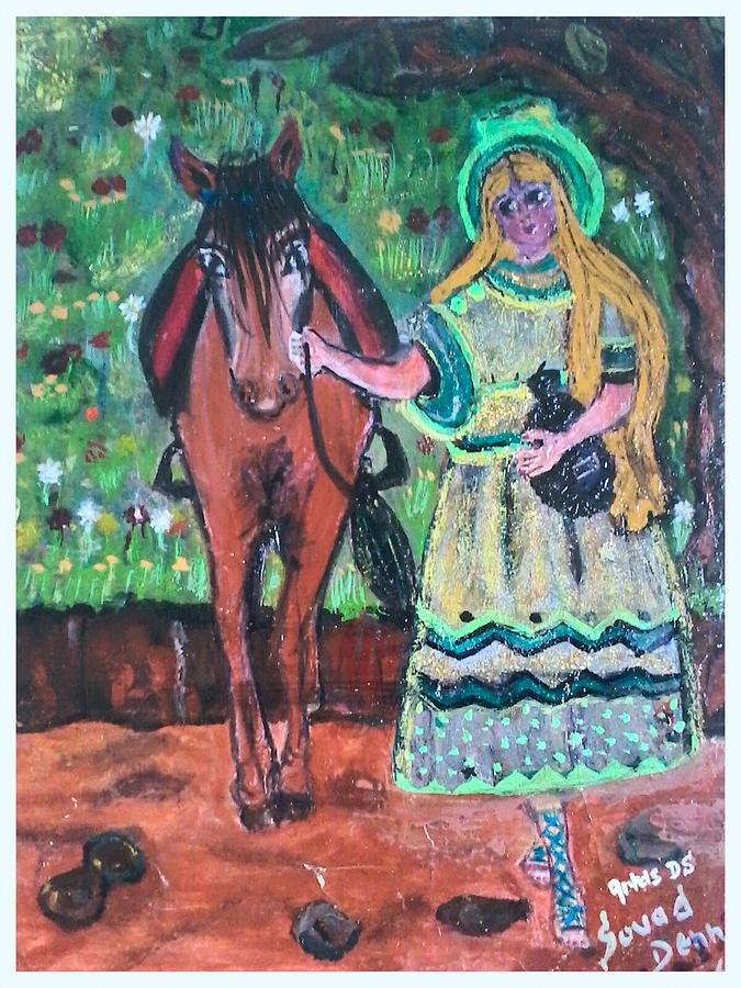 Artds - Walking with Horses Painting by Souad Dehhani