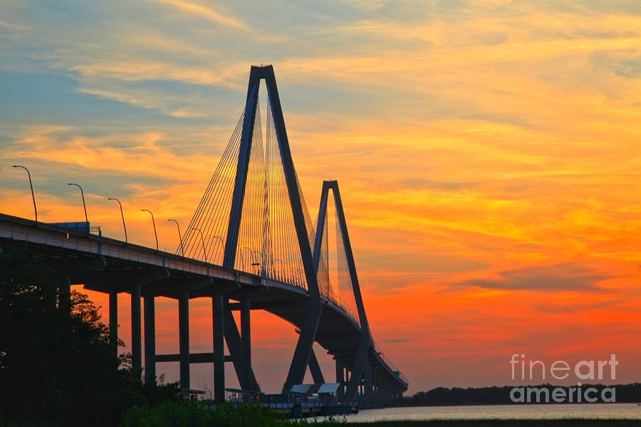 Arthur Ravenel Bridge Sunset Charleston SC Photograph by Adam Jewell