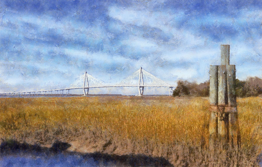 Arthur Ravenel Jr. Bridge Digital Art by Daniel Eskridge
