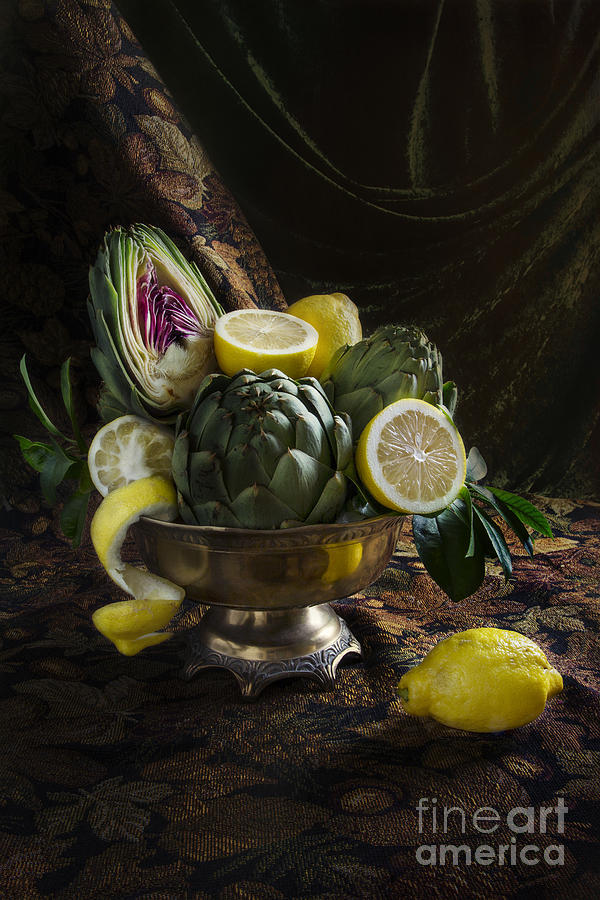 Still Life Photograph - Artichokes And Lemons by Elena Nosyreva