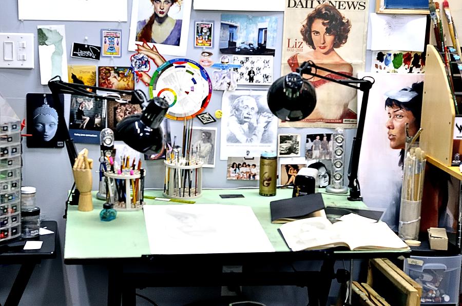 Elizabeth Taylor Photograph - Artist Desk by Andres LaBrada