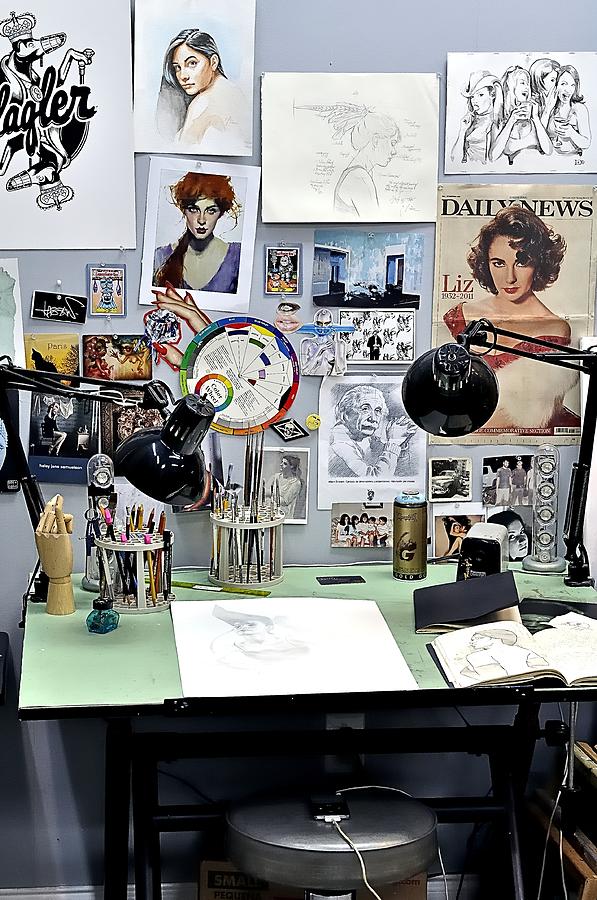 Norman Rockwell Photograph - Artist Desk II by Andres LaBrada