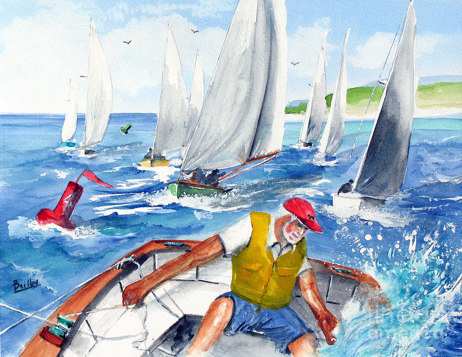 Sailing Painting - Artist Leads the Pack by Rob Beilby