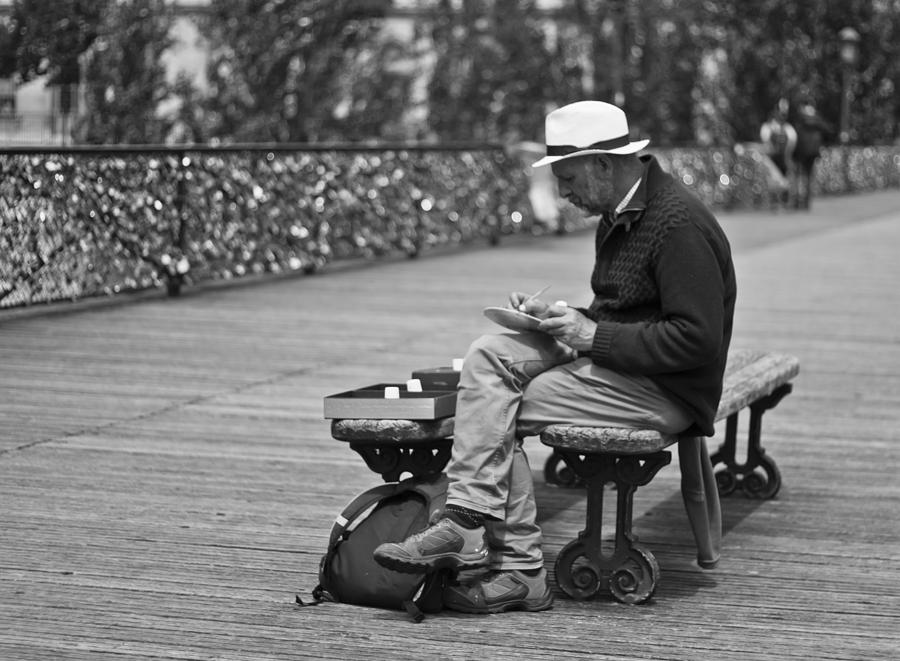 Artist on the Bridge - Paris People Series Photograph by Georgia Clare