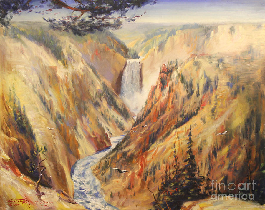 Artist Point at Yellowstone 1940 Painting by Art By Tolpo