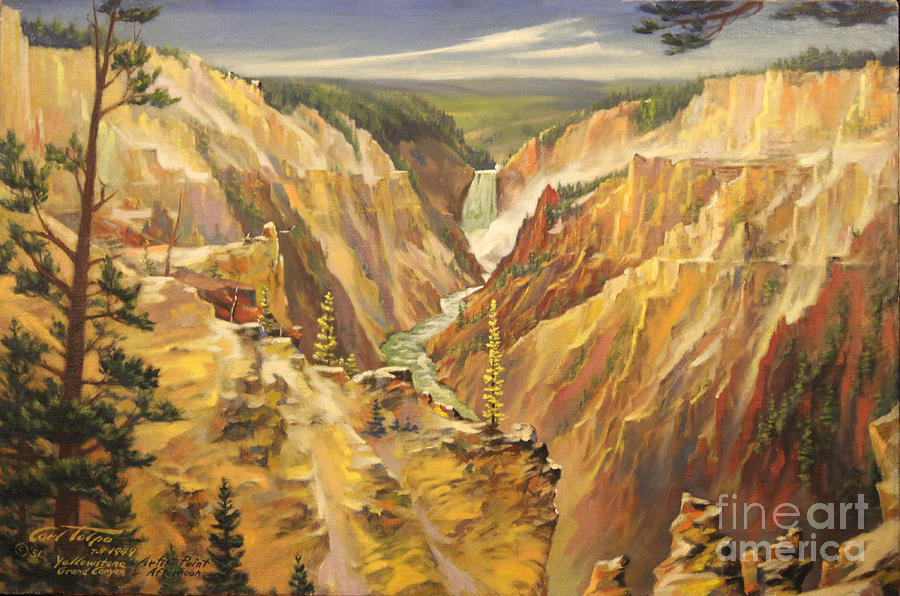 Artist Point at Yellowstone 1949 Painting by Art By Tolpo