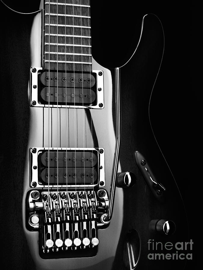Artistic black and white closeup of electric guitar Photograph by Maxim Images Exquisite Prints