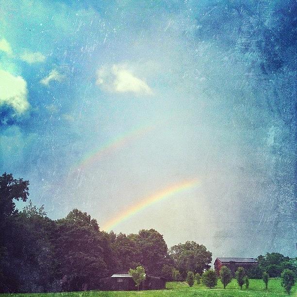 Summer Photograph - Artistic Edit Of The Double Rainbow In by Amber Flowers