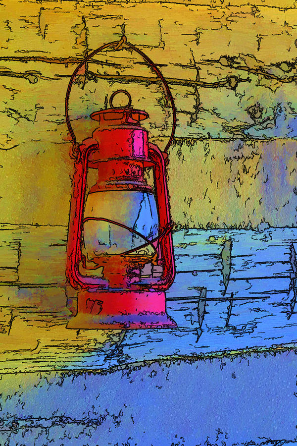 Vintage Digital Art - Artistic Red Lantern by Linda Phelps