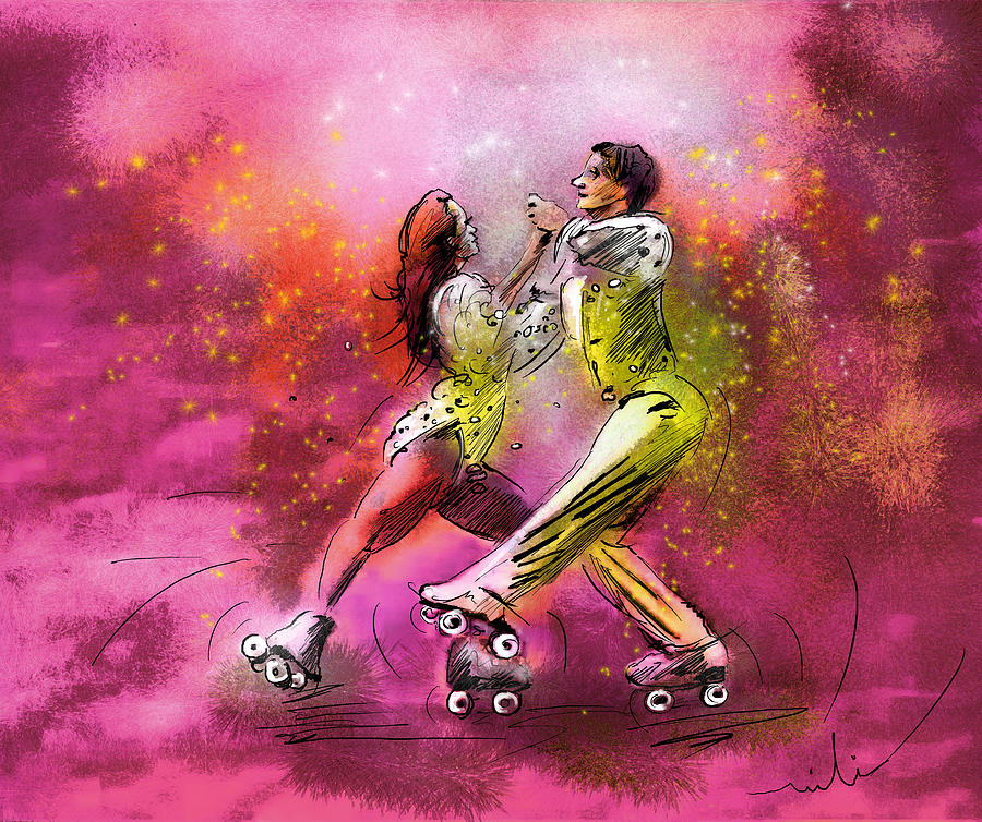 Artistic Roller Skating 01 Painting by Miki De Goodaboom