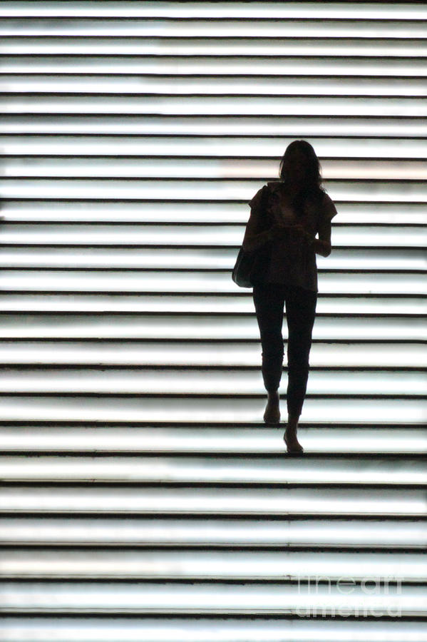 Pattern Photograph - Artistic Silhouette Girl walking down by Lars Ruecker