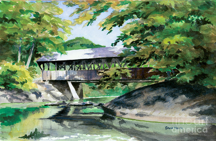 Artists Bridge September Painting by Steve Hamlin