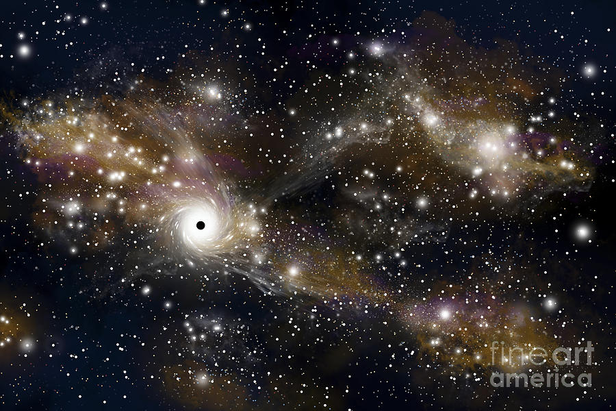 Interstellar Digital Art - Artists Concept Of A Black Hole by Marc Ward