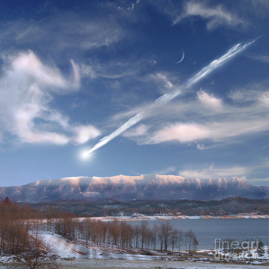 Artists Depiction Of A Large Meteor Photograph