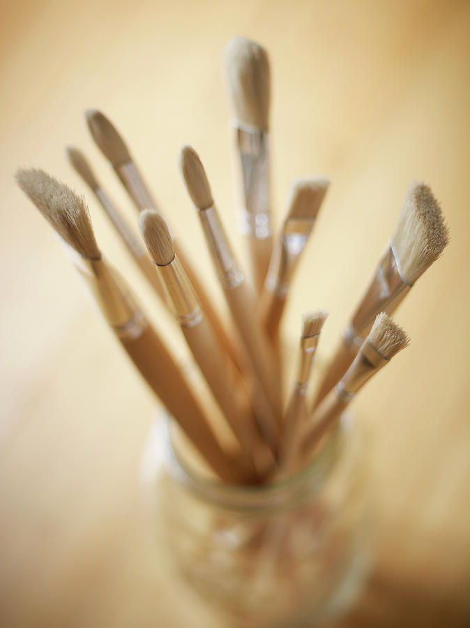 Artists Paint Brushes In A Jar by Adam Gault