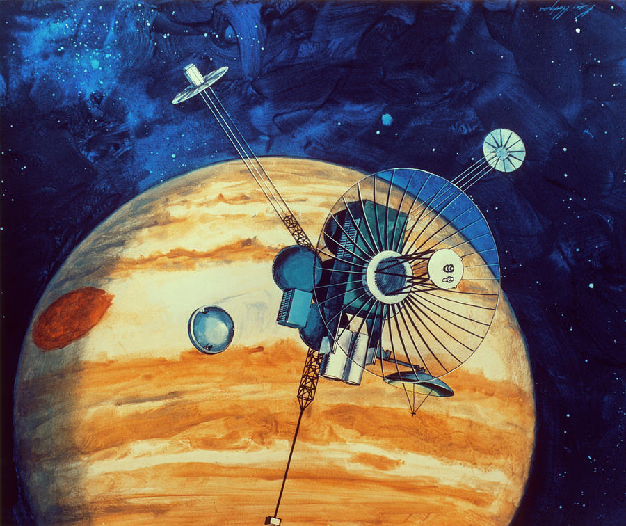 Artwok Showing Galileo Spacecraft Nearing Jupiter Photograph by Us Naval Observatory/science Photo Library