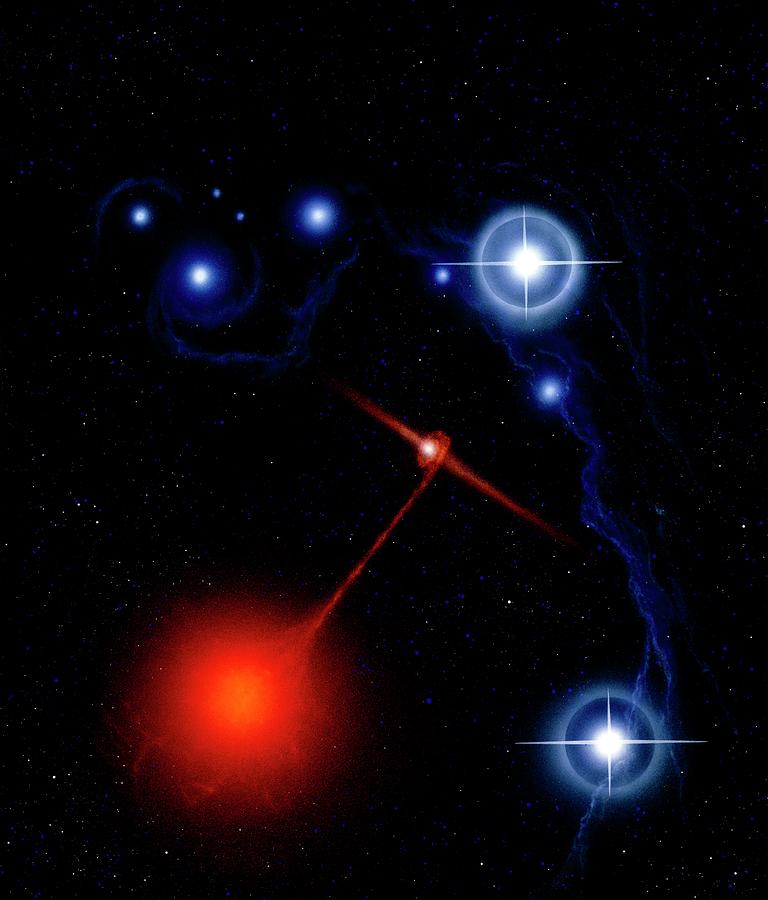 Binary Star System Photograph - Artwork: Binary Star System Containing Black Hole by Julian Baum/science Photo Library