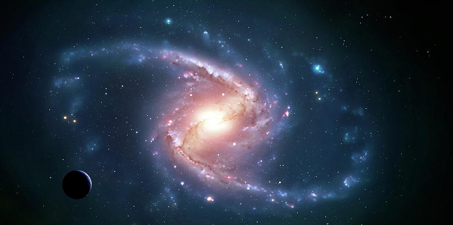 Artwork Of A Barred Spiral Galaxy Photograph by Mark Garlick