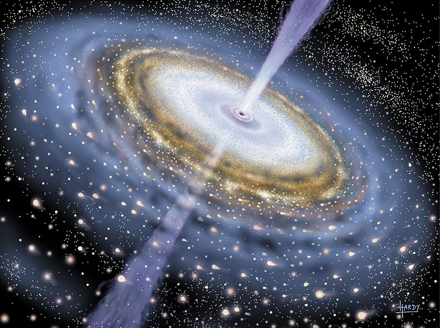 Artwork Of A Black Hole With Polar Jets Photograph by David A. Hardy/science Photo Library