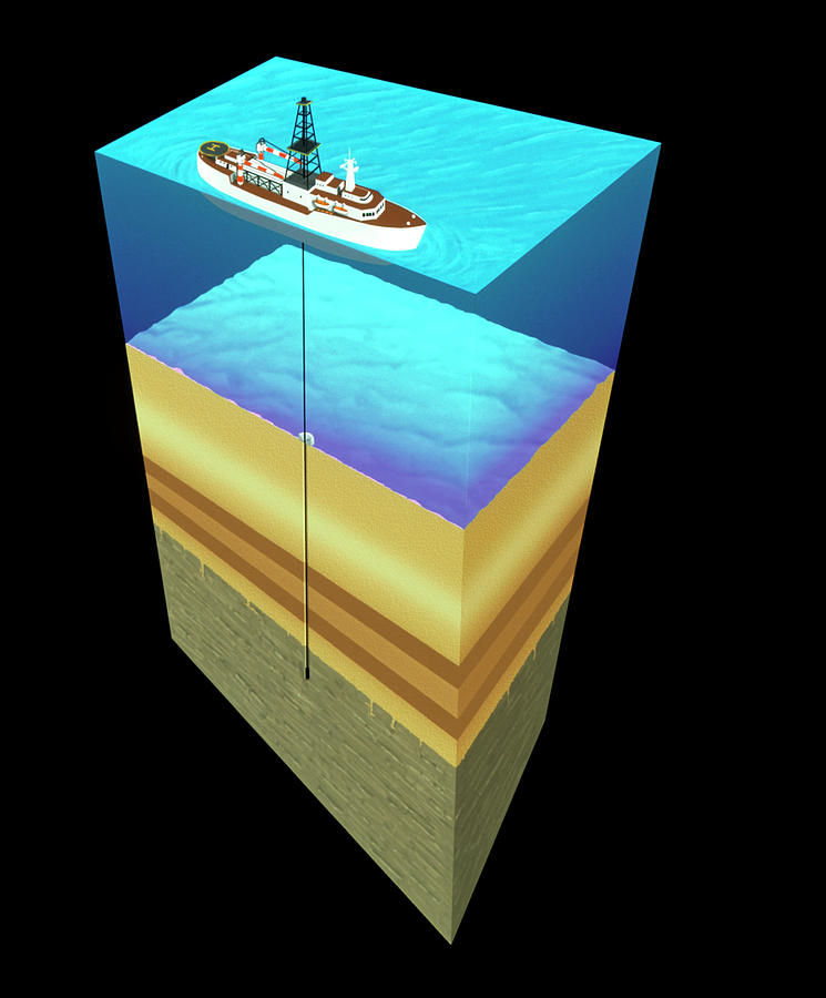 Artwork Of A Geological Research Drilling Ship Photograph by Science Photo Library