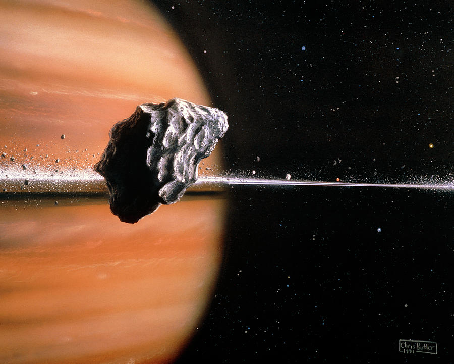 Planet Photograph - Artwork Of A Shepherd Moon In Saturns Ring Plane by Chris Butler/science Photo Library