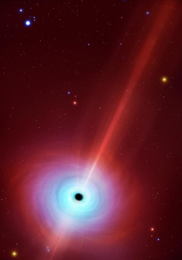Space Photograph - Artwork Of Black Hole Powering A Quasar by Mark Garlick