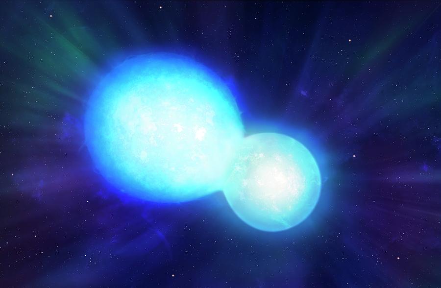 Artwork Of Colliding Neutron Stars Photograph by Mark Garlick/science Photo Library