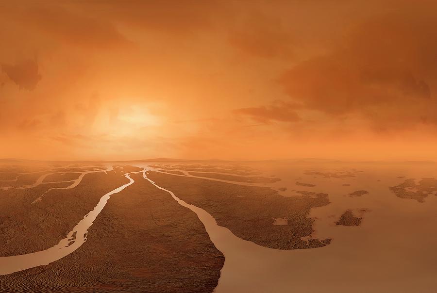 Artwork Of River Delta On Titan Photograph by Mark Garlick/science Photo Library