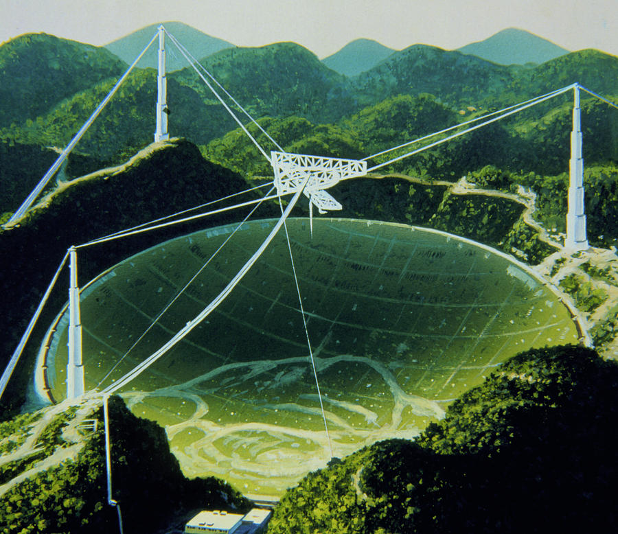 Artwork Of The Arecibo Radio Telescope Photograph by David A. Hardy/science Photo Library
