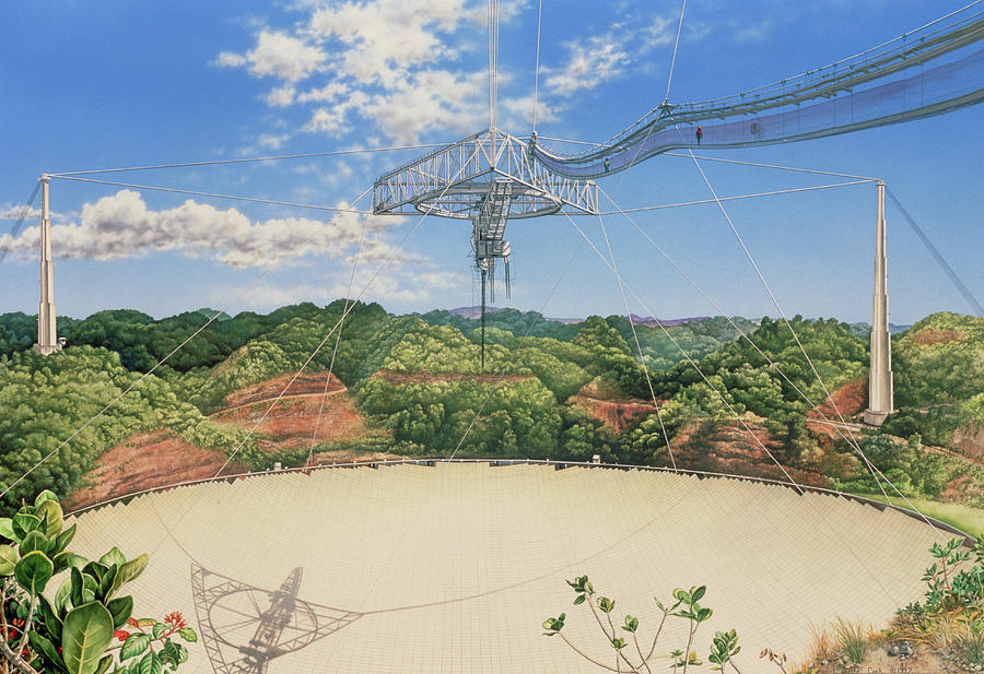 Artwork Of The Arecibo Radio Telescope Photograph by Lynette Cook/science Photo Library