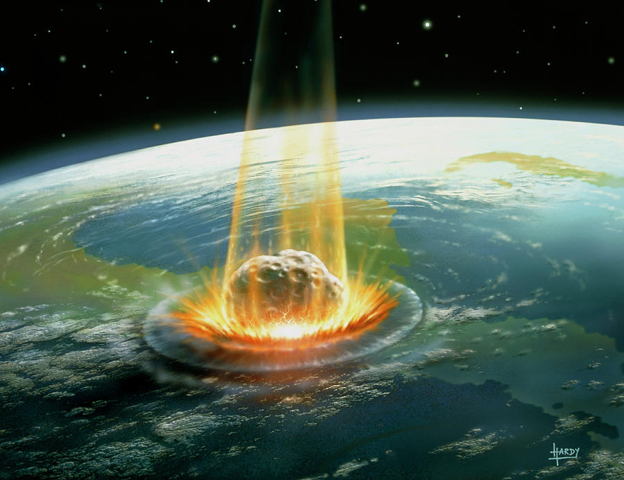 Artwork Of The Chicxulub Asteroid Impact Photograph By David A Hardy Science Photo Library