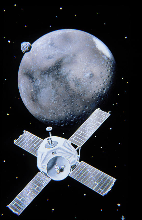 Artwork Of The Probe Mariner 9 Approaching Mars Photograph by David A. Hardy/science Photo Library