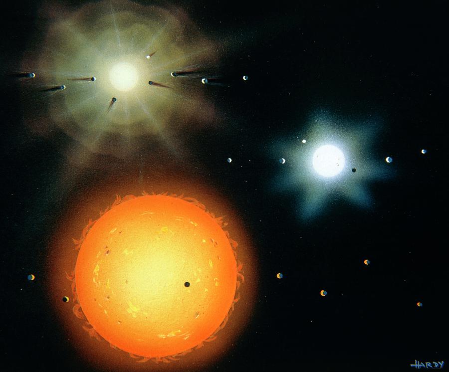 Planet Photograph - Artwork Of Three Stages Of Solar System Evolution by David A. Hardy/science Photo Library