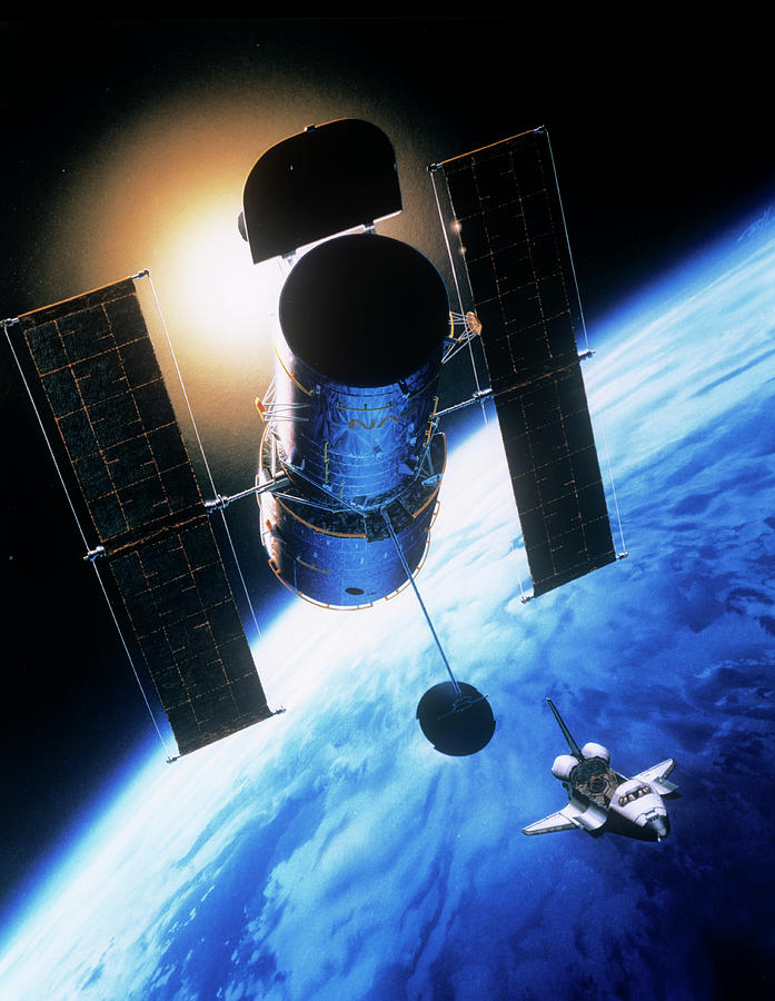 Artwork Showing Hubble Space Telescope In Orbit Photograph by Nasa/science Photo Library