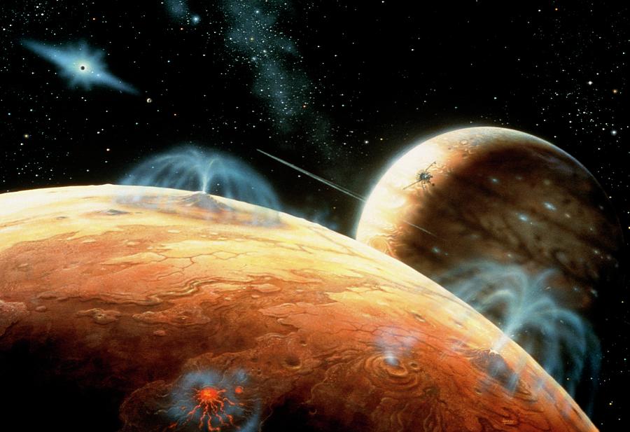 Artwork Showing Voyager Spacecraft Passing Io Photograph by David A. Hardy/science Photo Library
