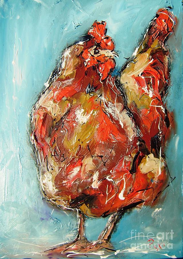 Arty Rooster Painting-for Kitchens Painting by Mary Cahalan Lee - aka PIXI