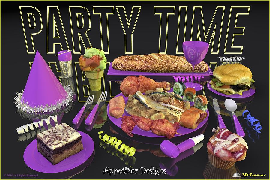 Food Digital Art - Party Time Neon Lavender - Appetizer Designs by Andre Price